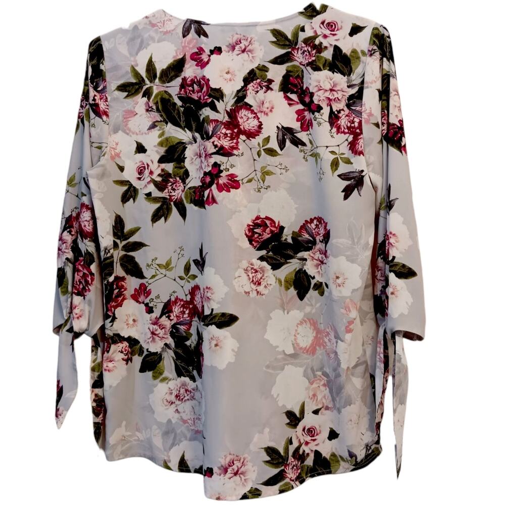 CALVIN KLEIN V-Neck Blouse Top Small Romantic Feminine Floral Cottagecore Roses - Picture 2 of 7